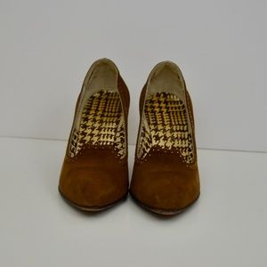 Vintage Brown/Green Suede Italian Kitten Heel